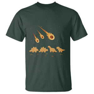 Funny Dino Chicken Nuggets Meteor Shower T Shirt Food Lover TS12 Dark Forest Green Print Your Wear