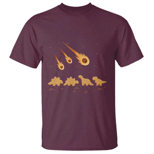 Funny Dino Chicken Nuggets Meteor Shower T Shirt Food Lover TS12 Maroon Print Your Wear