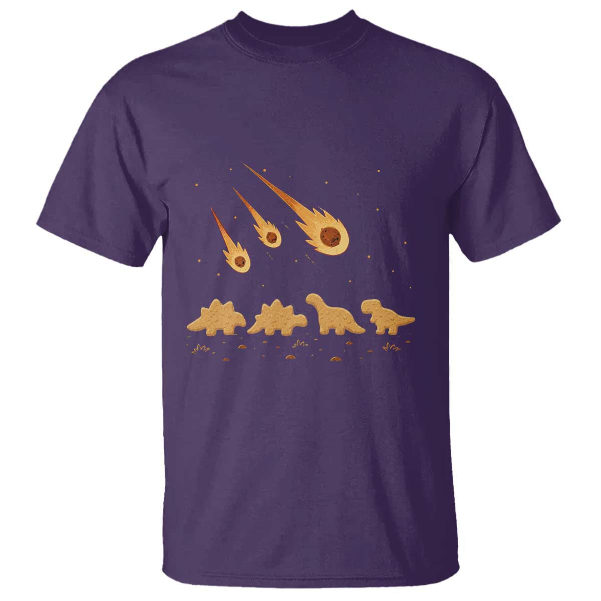 Funny Dino Chicken Nuggets Meteor Shower T Shirt Food Lover TS12 Purple Print Your Wear