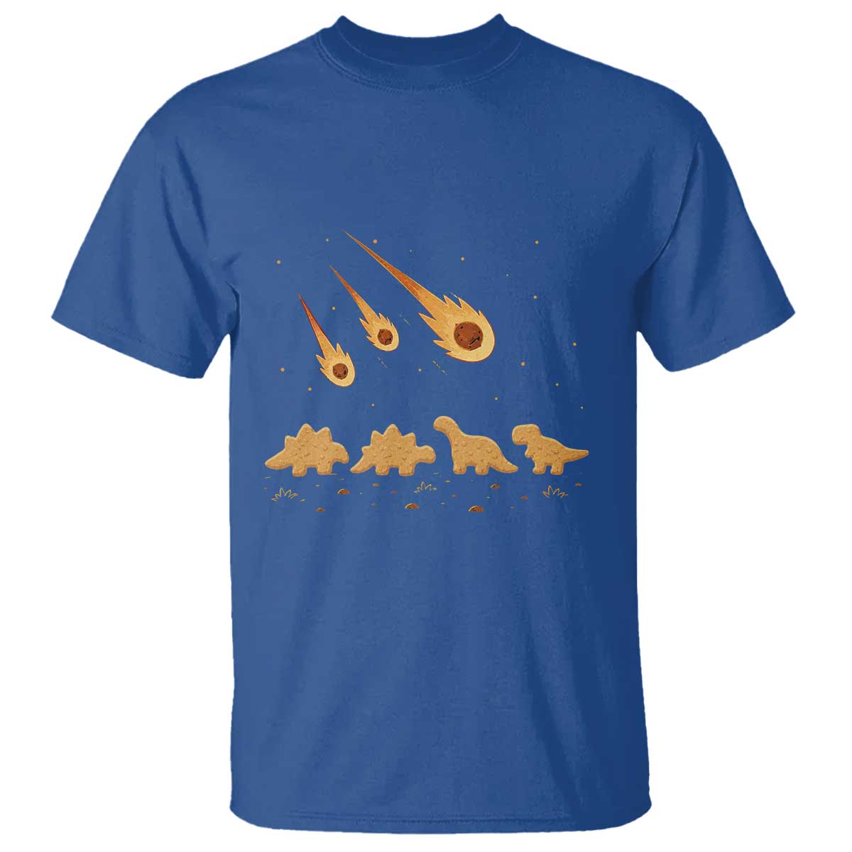 Funny Dino Chicken Nuggets Meteor Shower T Shirt Food Lover TS12 Royal Blue Print Your Wear