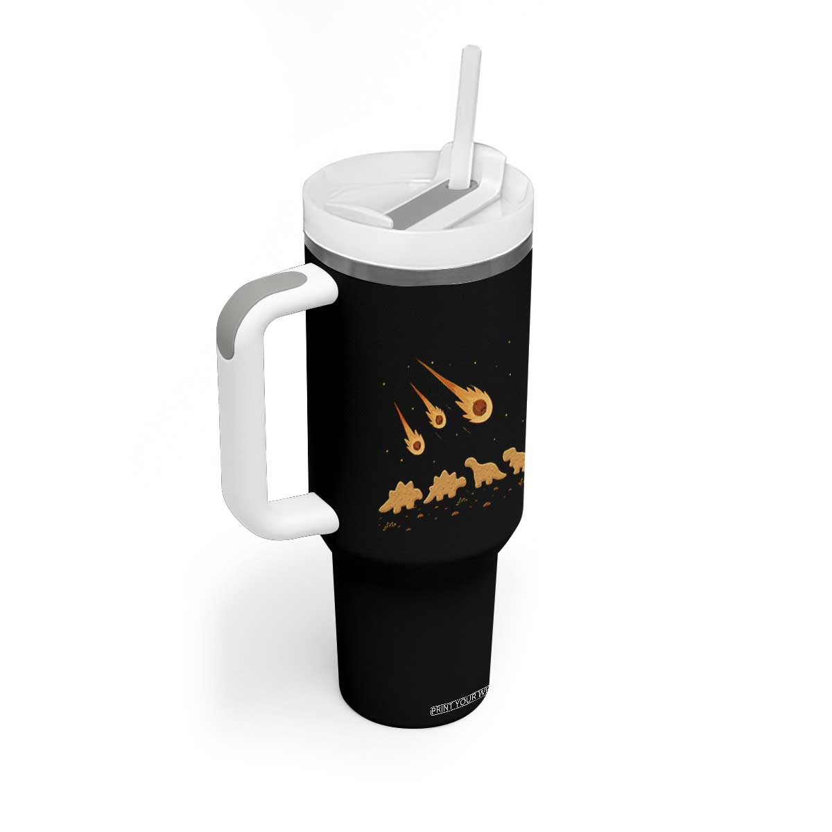 Funny Dino Chicken Nuggets Meteor Shower Tumbler With Handle Food Lover TS12 Print Your Wear