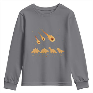 Funny Dino Chicken Nuggets Meteor Shower Youth Sweatshirt Food Lover TS12 Charcoal Print Your Wear