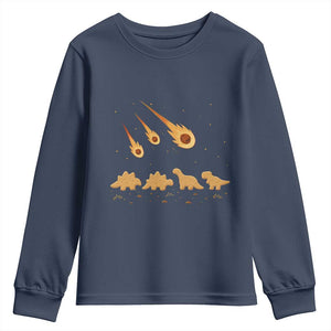 Funny Dino Chicken Nuggets Meteor Shower Youth Sweatshirt Food Lover TS12 Navy Print Your Wear