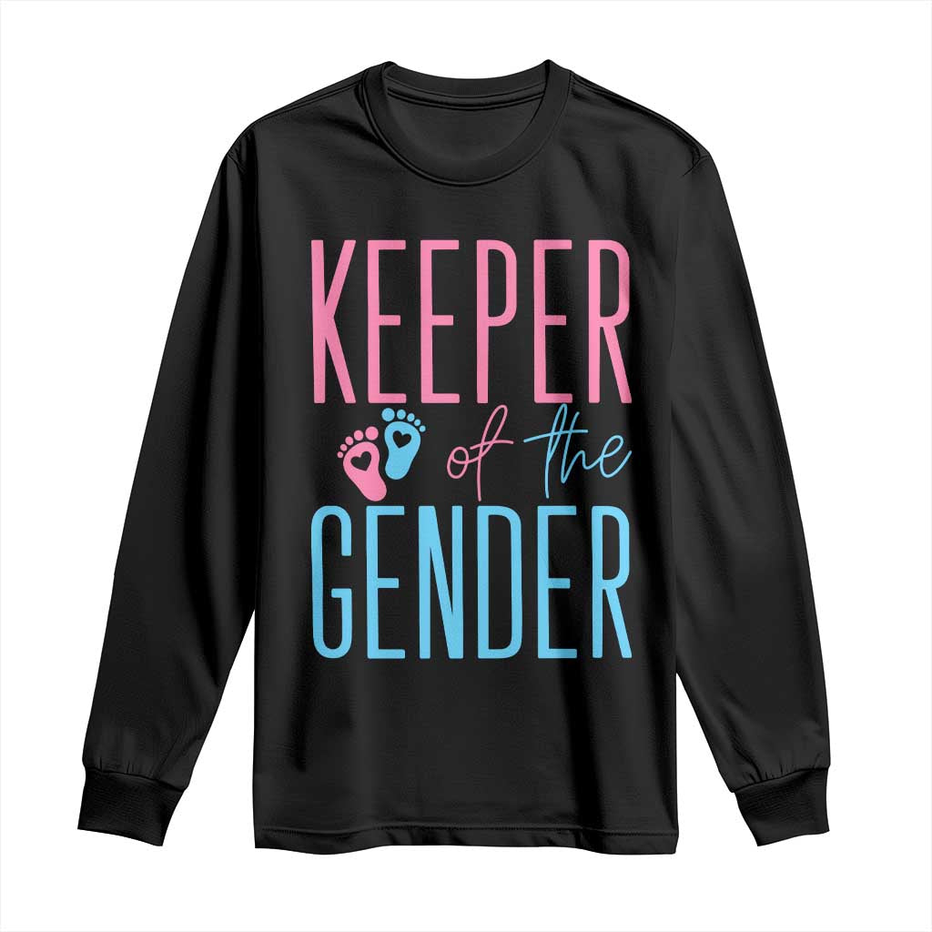 Funny Gender Reveal Party Long Sleeve Shirt Keeper Of The Gender TS12 Black Print Your Wear
