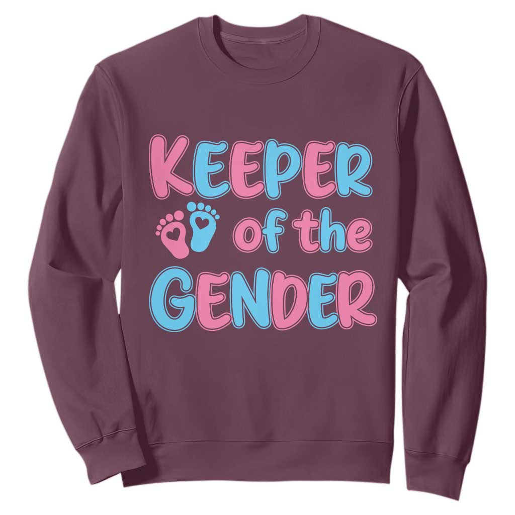 Funny Pregnancy Announcement Sweatshirt Keeper Of The Gender TS12 Maroon Print Your Wear