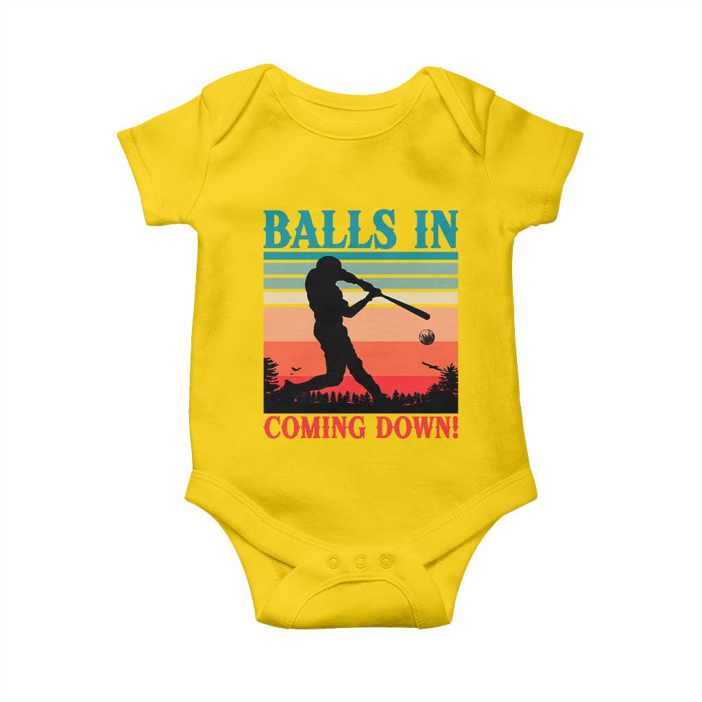 Funny BaseBall Lover Baby Onesie Balls In Coming Down TS12 Daisy Print Your Wear