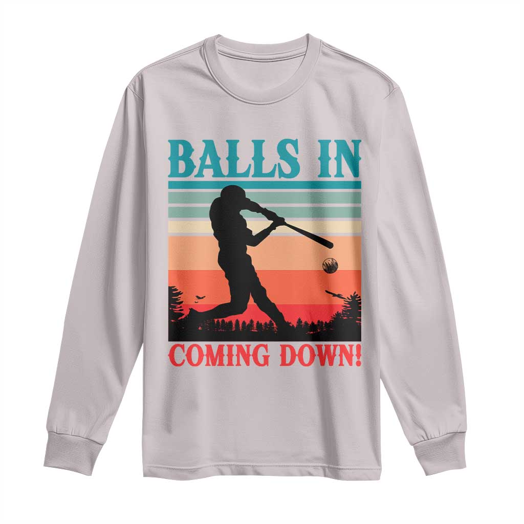 Funny BaseBall Lover Long Sleeve Shirt Balls In Coming Down TS12 Ice Gray Print Your Wear