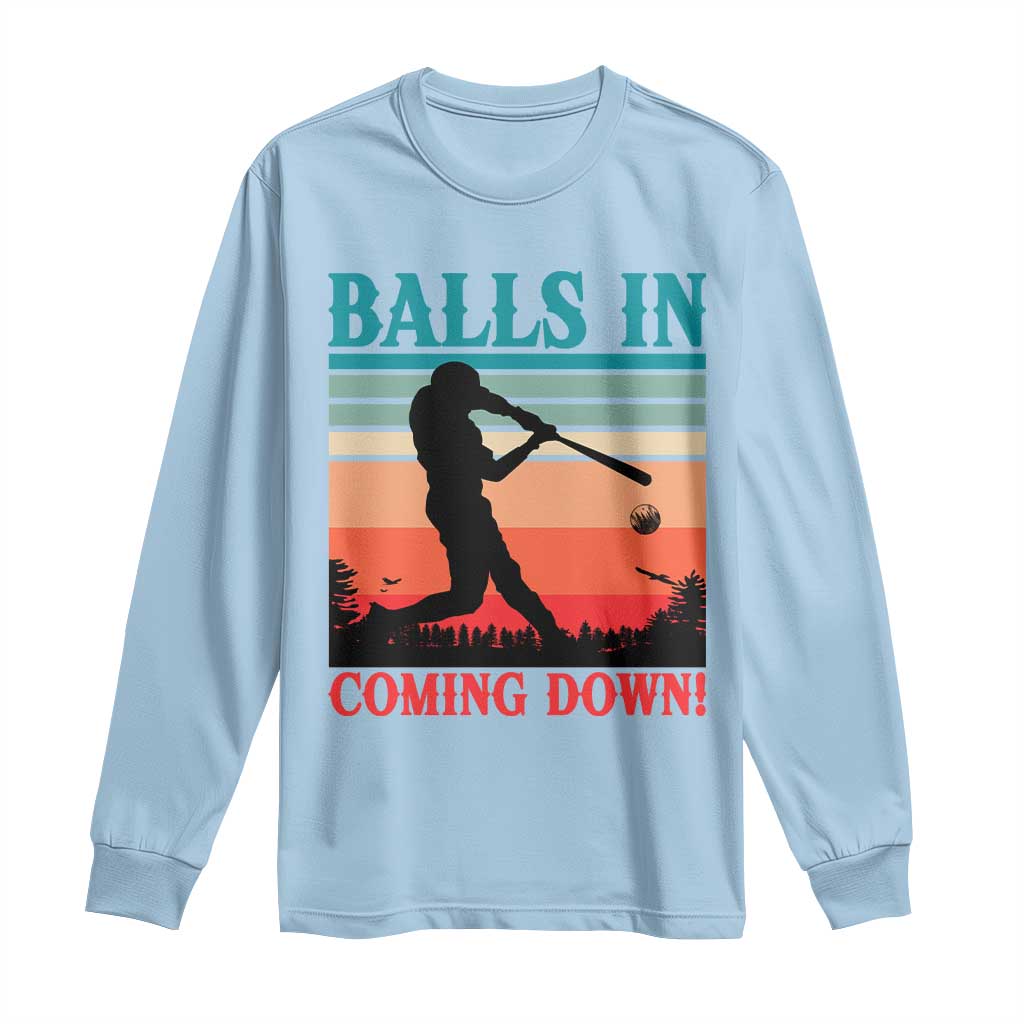 Funny BaseBall Lover Long Sleeve Shirt Balls In Coming Down TS12 Light Blue Print Your Wear