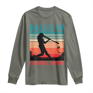 Funny BaseBall Lover Long Sleeve Shirt Balls In Coming Down TS12 Military Green Print Your Wear