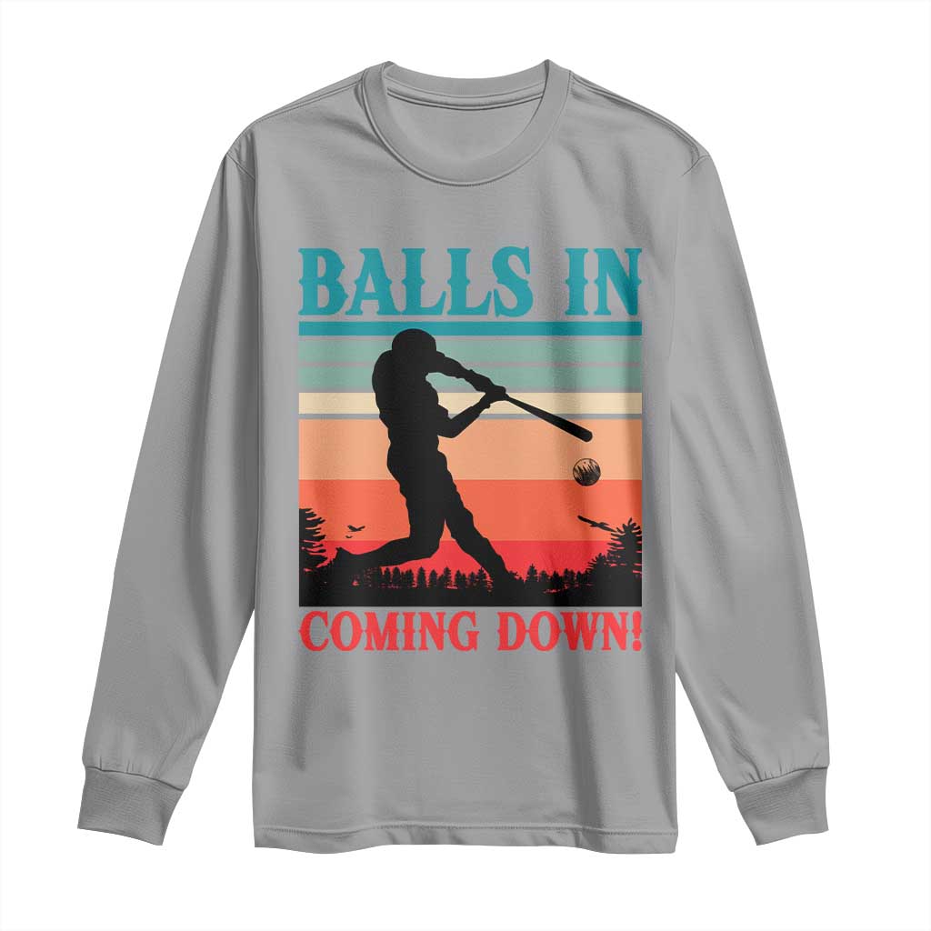 Funny BaseBall Lover Long Sleeve Shirt Balls In Coming Down TS12 Sport Gray Print Your Wear