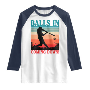 Funny BaseBall Lover Raglan Shirt Balls In Coming Down TS12 White Navy Print Your Wear