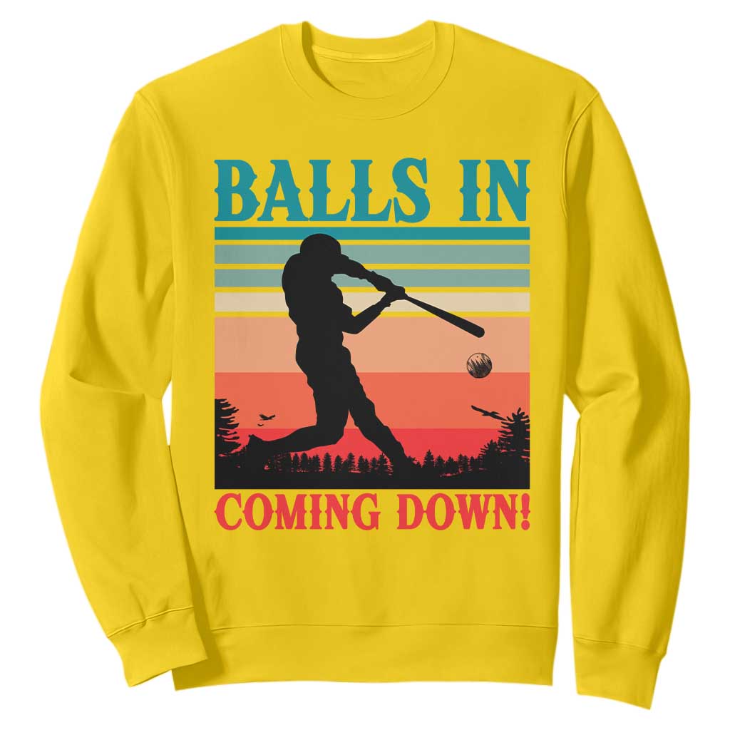 Funny BaseBall Lover Sweatshirt Balls In Coming Down TS12 Daisy Print Your Wear