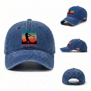 Funny BaseBall Lover Washed Cotton Baseball Cap Balls In Coming Down TS12 Washed Cap Universal Fit Royal Blue Print Your Wear