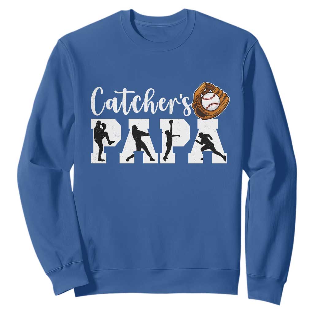 Catchers Papa Sweatshirt Funny Gift For Catcher Player TS12 Royal Blue Print Your Wear