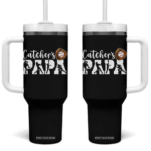 Catchers Papa Tumbler With Handle Funny Gift For Catcher Player TS12 One Size: 40 oz Black Print Your Wear