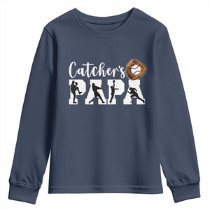 Catchers Papa Youth Sweatshirt Funny Gift For Catcher Player TS12 Navy Print Your Wear