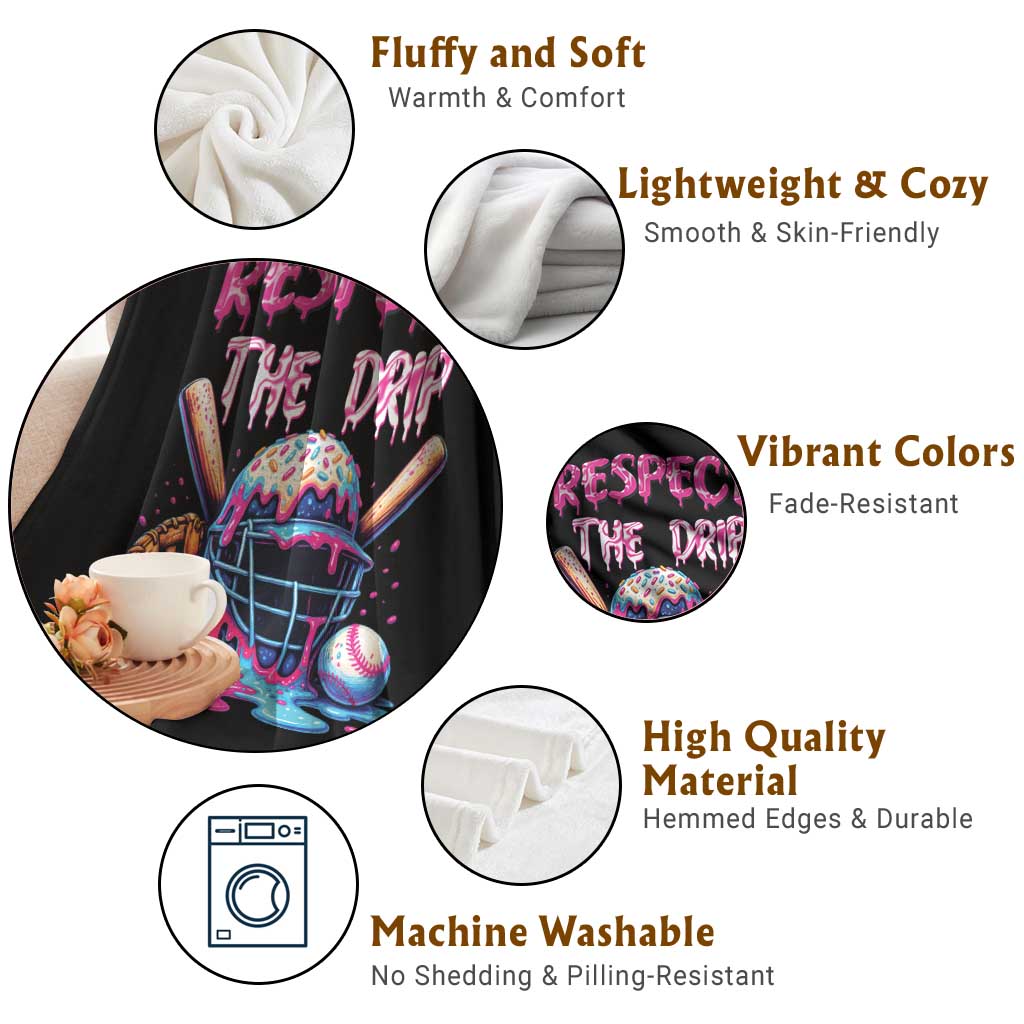 Funny Respect The Drip Baseball Mask Throw Blanket Sports Lover TS12 Print Your Wear