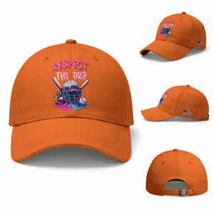 Funny Respect The Drip Baseball Mask Baseball Cap Sports Lover TS12 Baseball Cap Universal Fit Orange Print Your Wear