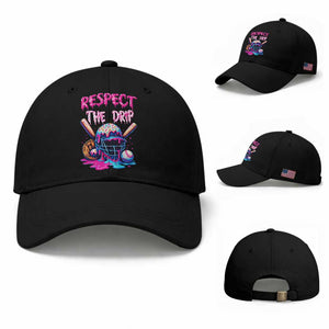 Funny Respect The Drip Baseball Mask Baseball Cap Sports Lover TS12 Baseball Cap Universal Fit Black Print Your Wear