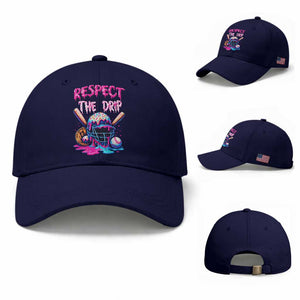 Funny Respect The Drip Baseball Mask Baseball Cap Sports Lover TS12 Baseball Cap Universal Fit Dark Blue Print Your Wear