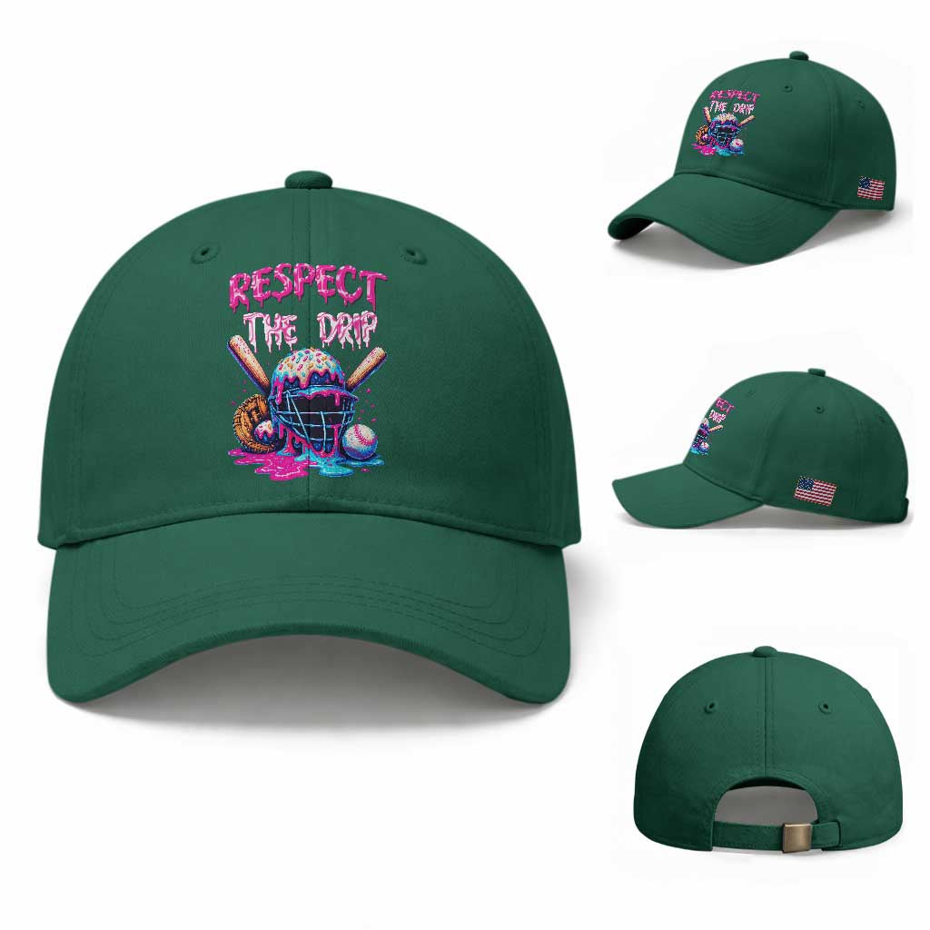 Funny Respect The Drip Baseball Mask Baseball Cap Sports Lover TS12 Baseball Cap Universal Fit Irish Green Print Your Wear