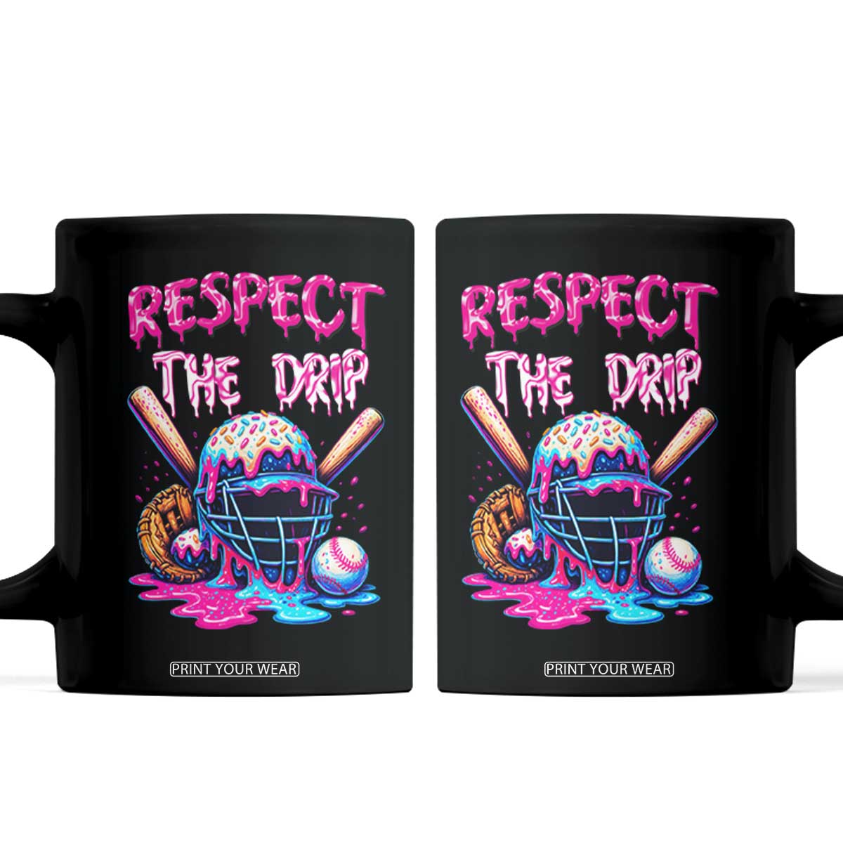 Funny Respect The Drip Baseball Mask Coffee Mug Sports Lover TS12 Black Print Your Wear