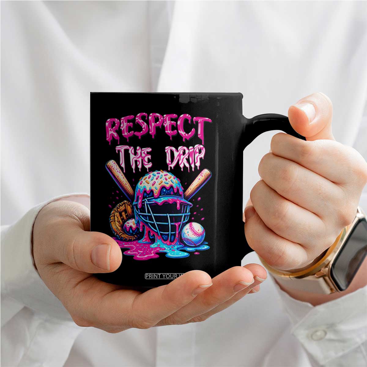 Funny Respect The Drip Baseball Mask Coffee Mug Sports Lover TS12 Print Your Wear