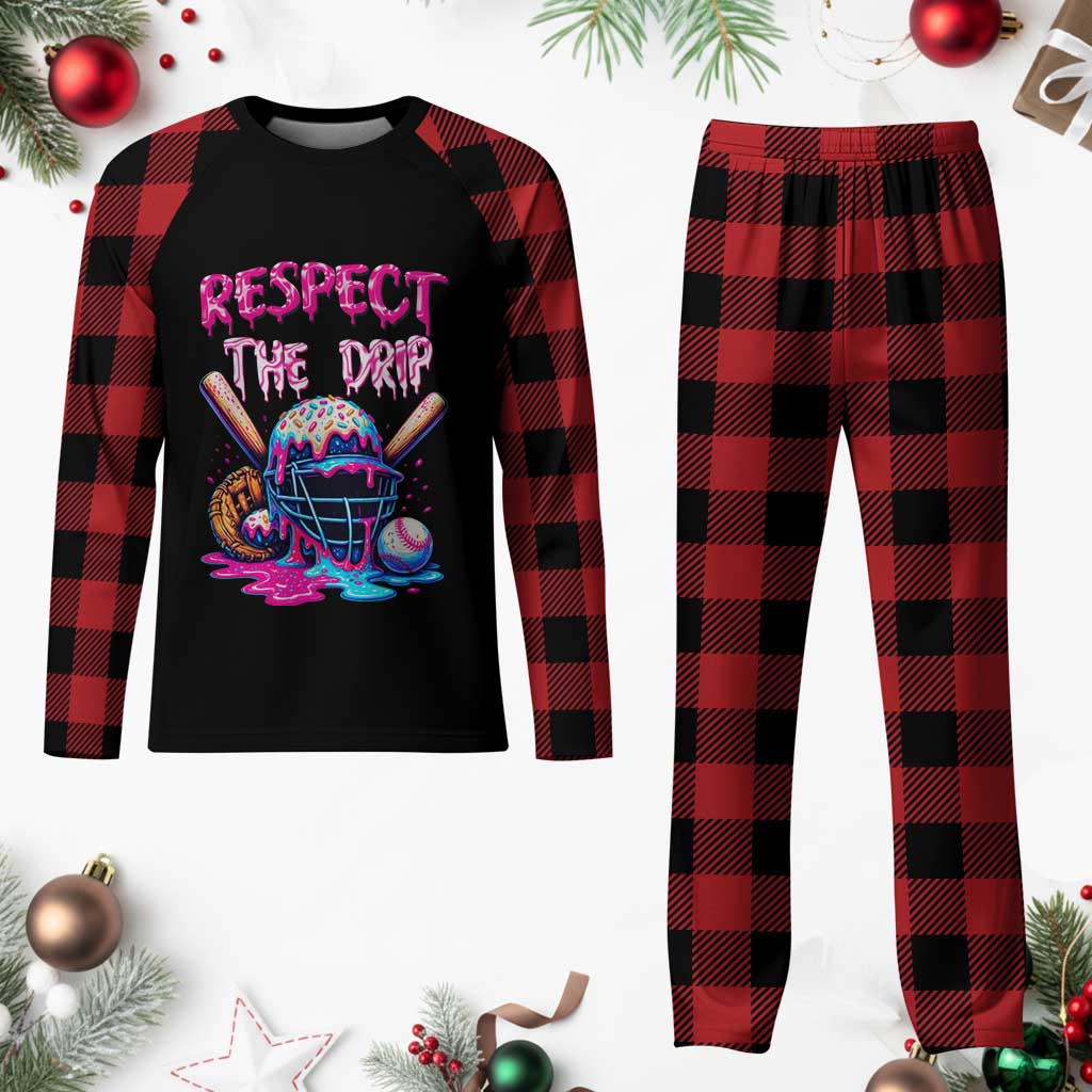 Funny Respect The Drip Baseball Mask Plaid Pajama Set Sports Lover TS12 Buffalo Plaid Print Your Wear