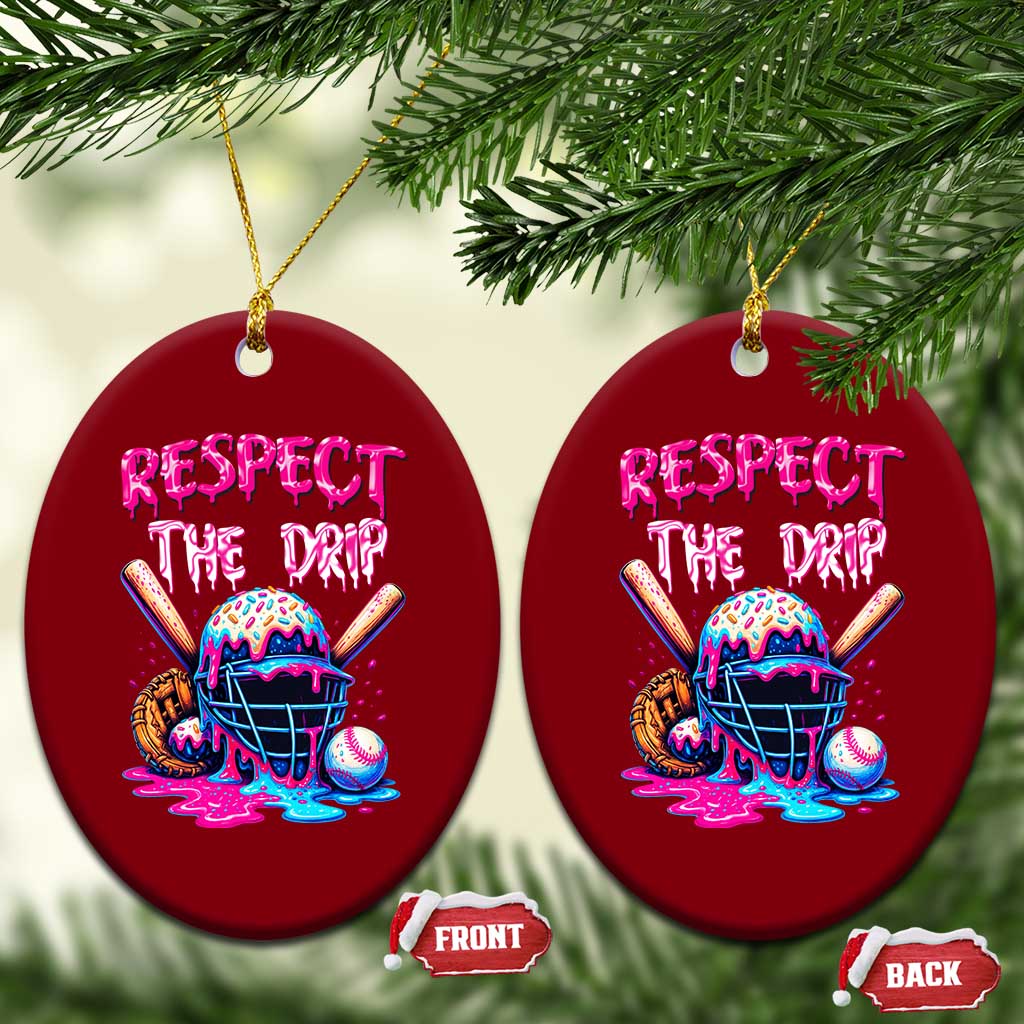 Funny Respect The Drip Baseball Mask Ceramic Ornament Sports Lover TS12 Print Your Wear