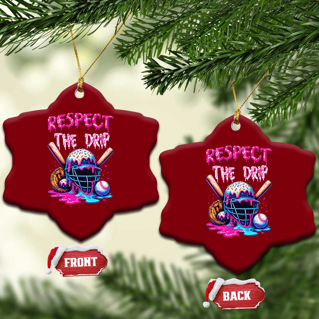 Funny Respect The Drip Baseball Mask Ceramic Ornament Sports Lover TS12 Print Your Wear
