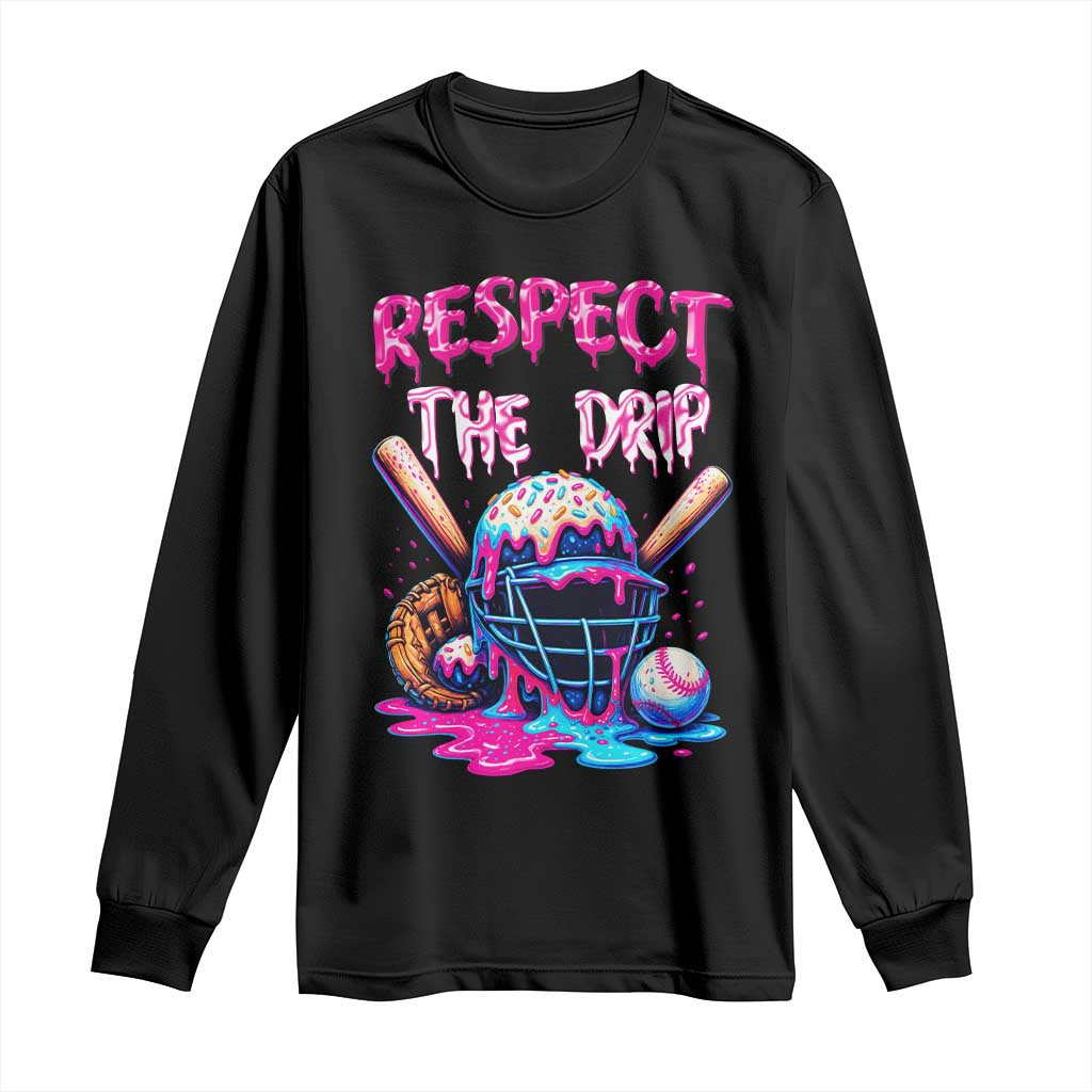 Funny Respect The Drip Baseball Mask Long Sleeve Shirt Sports Lover TS12 Black Print Your Wear