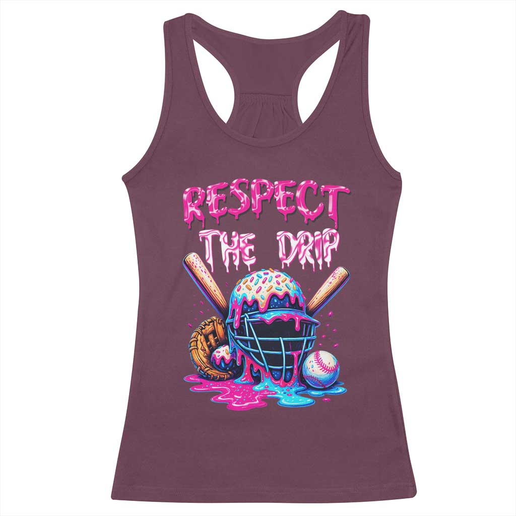 Funny Respect The Drip Baseball Mask Racerback Tank Top Sports Lover TS12 Maroon Print Your Wear
