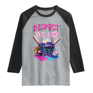 Funny Respect The Drip Baseball Mask Raglan Shirt Sports Lover TS12 Heather Gray Black Print Your Wear