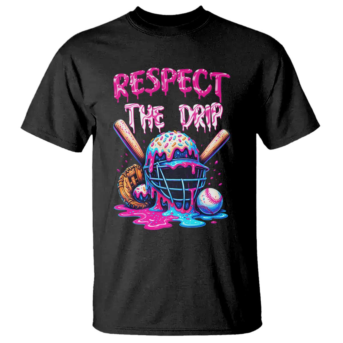 Funny Respect The Drip Baseball Mask T Shirt Sports Lover TS12 Black Print Your Wear