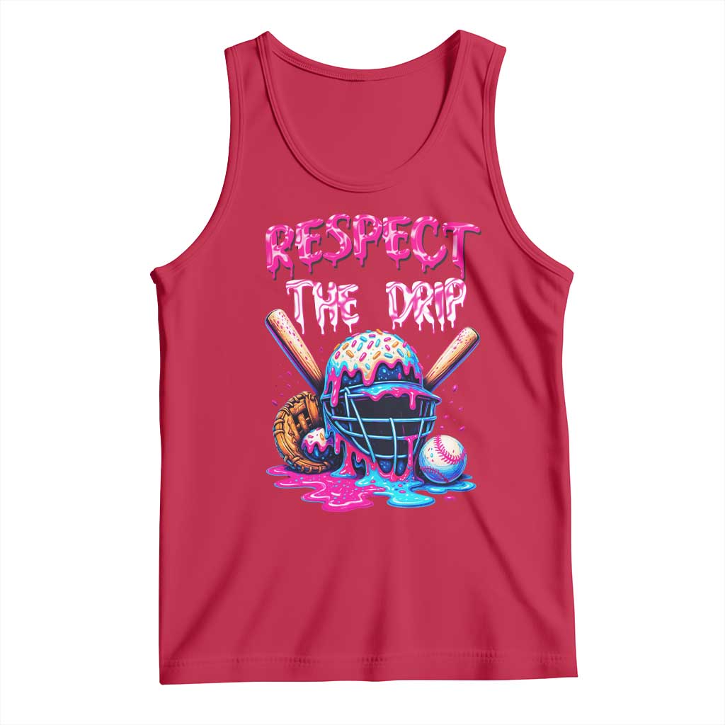 Funny Respect The Drip Baseball Mask Tank Top Sports Lover TS12 Red Print Your Wear