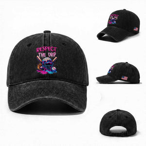 Funny Respect The Drip Baseball Mask Washed Cotton Baseball Cap Sports Lover TS12 Washed Cap Universal Fit Black Print Your Wear