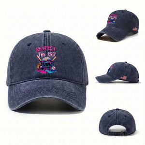 Funny Respect The Drip Baseball Mask Washed Cotton Baseball Cap Sports Lover TS12 Washed Cap Universal Fit Navy Print Your Wear