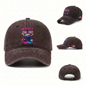 Funny Respect The Drip Baseball Mask Washed Cotton Baseball Cap Sports Lover TS12 Washed Cap Universal Fit Dark Brown Print Your Wear