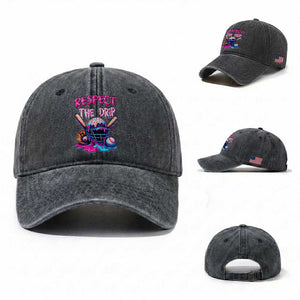 Funny Respect The Drip Baseball Mask Washed Cotton Baseball Cap Sports Lover TS12 Washed Cap Universal Fit Dark Gray Print Your Wear