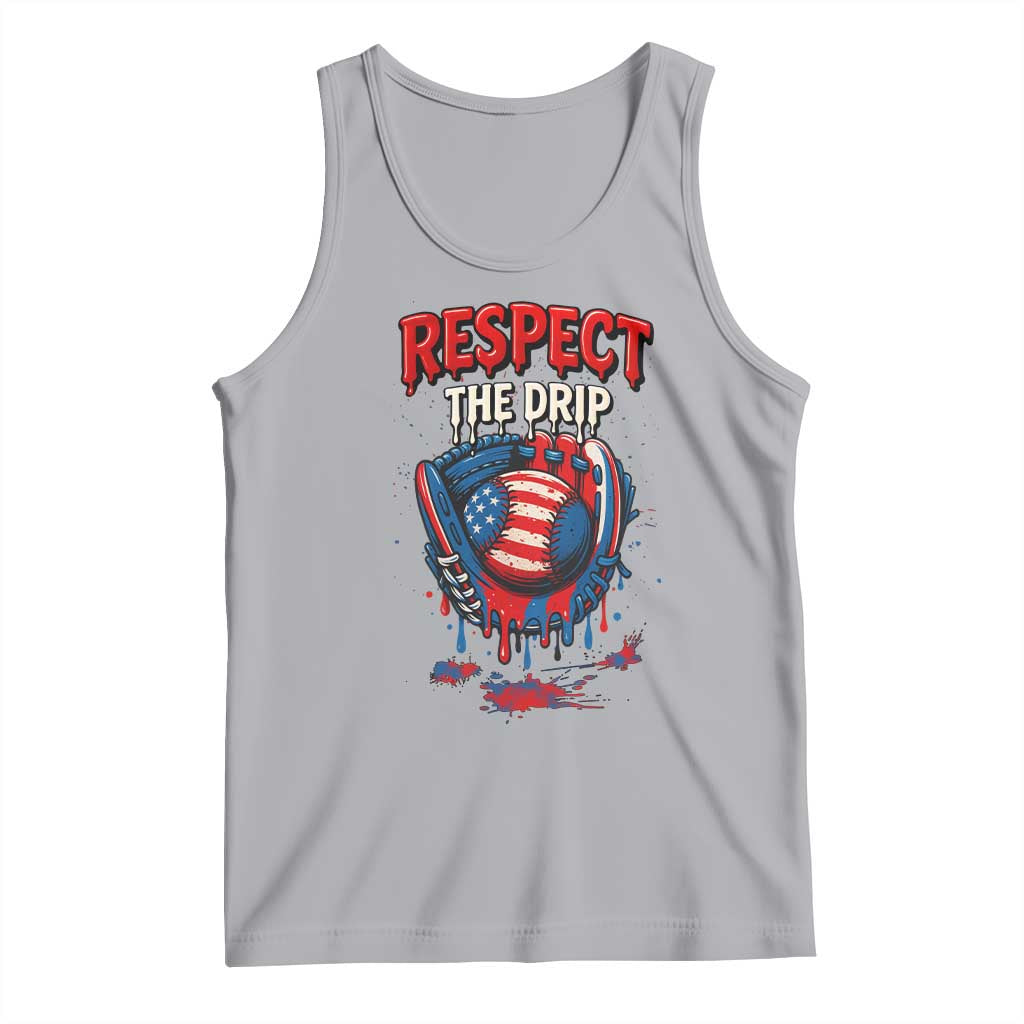 Respect The Drip Tank Top Patriotic Baseball USA Sports Lover TS12 Athletic Heather Print Your Wear