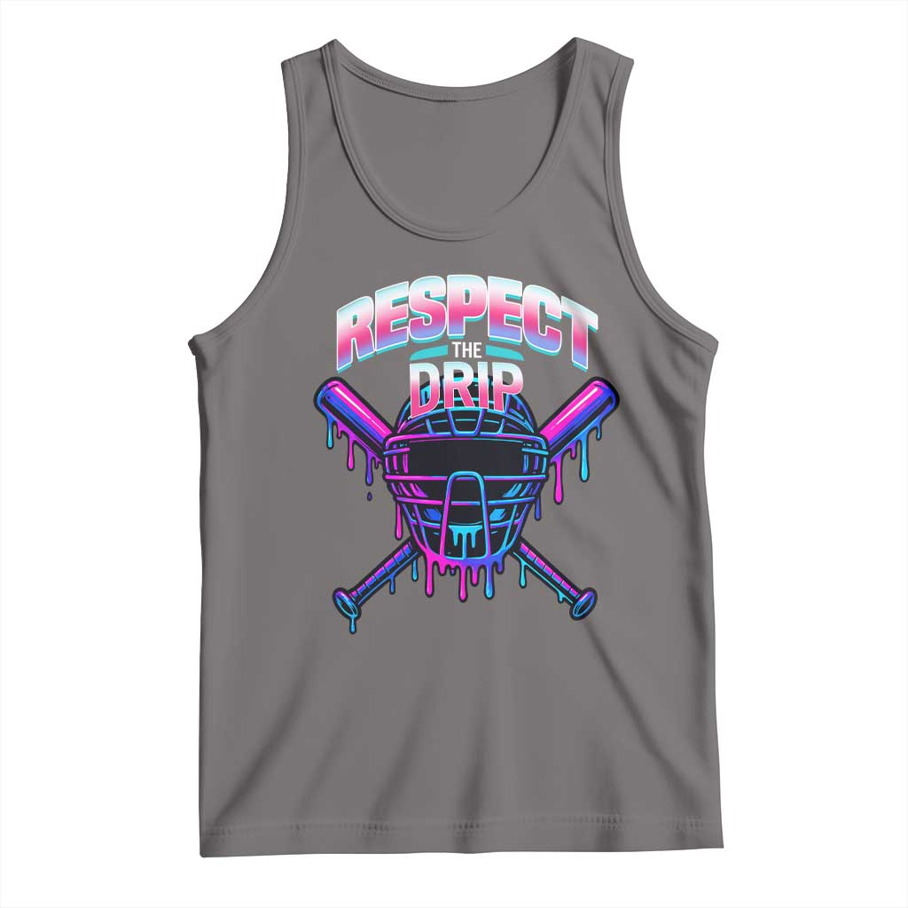 Respect The Drip Tank Top Funny Baseball Catcher Mask Sports Lover TS12 Deep Heather Print Your Wear