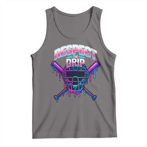 Respect The Drip Tank Top Funny Baseball Catcher Mask Sports Lover TS12 Deep Heather Print Your Wear