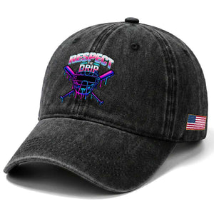 Respect The Drip Washed Cotton Baseball Cap Funny Baseball Catcher Mask Sports Lover TS12 Print Your Wear