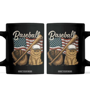 Funny Baseball Cat Lover Coffee Mug Patriotic USA Sports Lover TS12 Black Print Your Wear