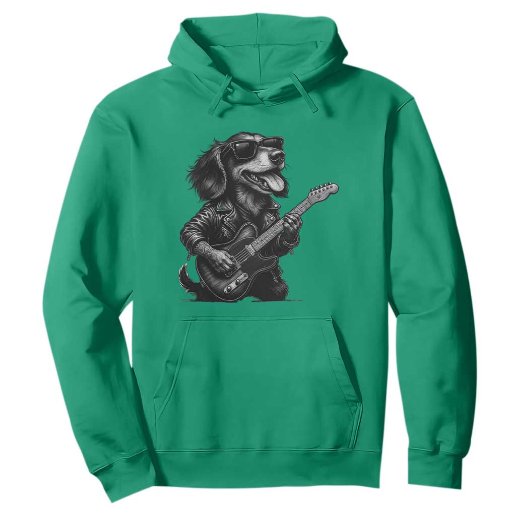 Rock And Roll Dachshund Hoodie Dog Playing Guitar Music Lover TS12 Irish Green Print Your Wear