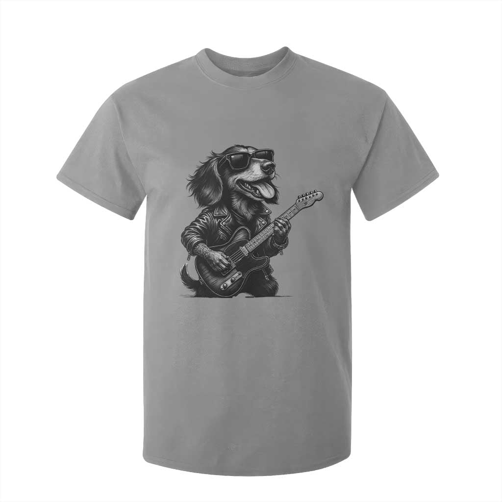 Rock And Roll Dachshund T Shirt For Kid Dog Playing Guitar Music Lover TS12 Sport Gray Print Your Wear