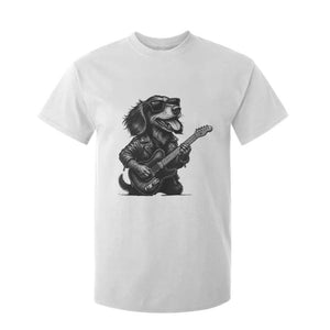 Rock And Roll Dachshund T Shirt For Kid Dog Playing Guitar Music Lover TS12 White Print Your Wear