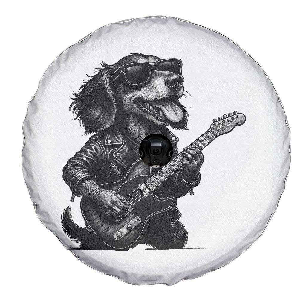 Rock And Roll Dachshund Spare Tire Cover Dog Playing Guitar Music Lover TS12 Print Your Wear