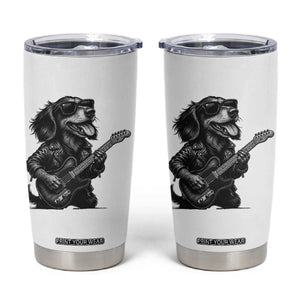 Rock And Roll Dachshund Tumbler Cup Dog Playing Guitar Music Lover TS12 White Print Your Wear