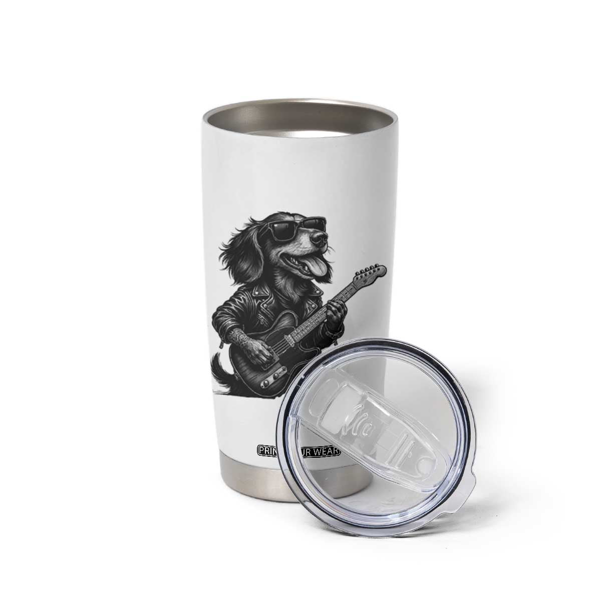Rock And Roll Dachshund Tumbler Cup Dog Playing Guitar Music Lover TS12 Print Your Wear